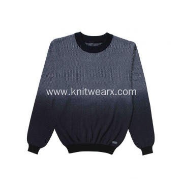 Men's Knitted Cotton Honey Comb Gradient Color Pullover